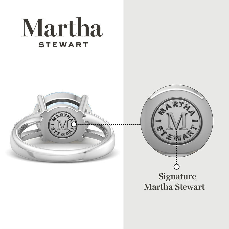 Martha Stewart 6 3/4ctw. Oval Aquamarine & Lab Grown Diamond Halo Ring In Sterling Silver image number null